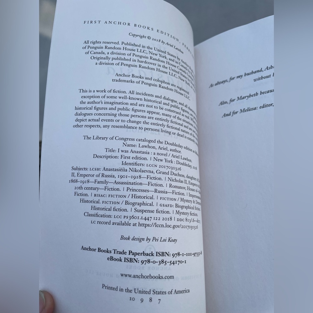 Novel I Was Anastasia by Ariel Lawhon Softcover - Picture 5 of 6